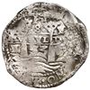 Image 1 : Potosi, Bolivia, cob 8 reales, 1653 E, PH at top (no dots), date in three digits below cross.
