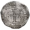 Image 2 : Potosi, Bolivia, cob 8 reales, 1653 E, PH at top (no dots), date in three digits below cross.