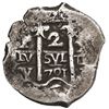 Image 1 : Potosi, Bolivia, cob 2 reales, 1701 Y, posthumous Charles II.