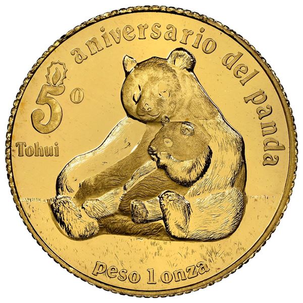 Mexico (United Mexican States), gold 1 oz proof Panda issue, 1987, fifth Birthday of Tohui, NGC PF 6