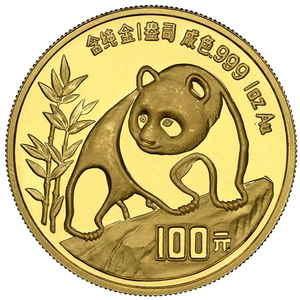 China (People's Republic), gold 100 yuan (1 oz) Panda, 1990, large date (Shanghai mint), NGC MS 68.