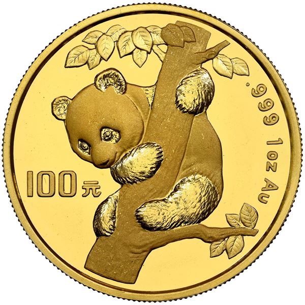 China (People's Republic), gold 100 yuan (1 oz) Panda, 1996, large date (Shenyang mint), NGC MS 69.