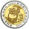 Image 1 : China (People's Republic), bimetallic proof official Panda issue, 1/4 oz gold, 1/8 oz silver, 1996, 