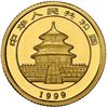 Image 2 : China (People's Republic), gold 5 yuan (1/20 oz) Panda, 1999, large date serif 1 (Shenzen Guobao min