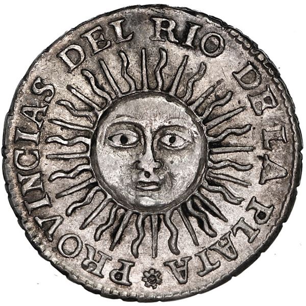 Argentina (River Plate Provinces), Potosi mint, 1/2 real, 1813 J, NGC AU 58.