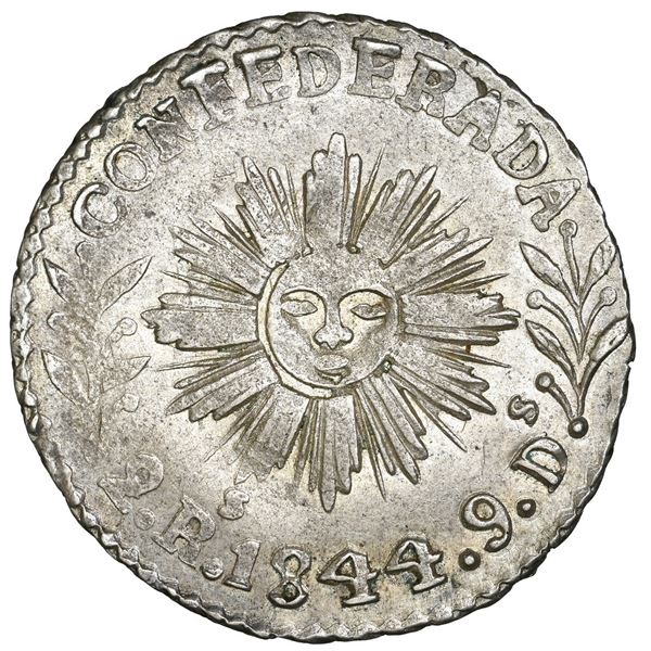 Cordoba, Argentina, 2 reales, 1844, CONFEDERADA, dot under rosette, NGC MS 63 ("top pop").