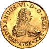 Image 1 : Santiago, Chile, gold bust 8 escudos, Ferdinand VI, 1751 J, NGC MS 65, ex-Canovas.