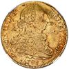 Image 1 : Santiago, Chile, gold bust 8 escudos, Charles III, 1781 DA, NGC AU 50.