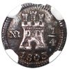 Image 1 : Bogota, Colombia, 1/4 real, 1803/2, NGC AU 58, finest known in NGC census.