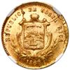 Image 1 : Costa Rica, gold 1 peso, 1866 GW, small "UN," with fineness, NGC MS 62.