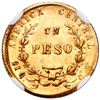 Image 2 : Costa Rica, gold 1 peso, 1866 GW, small "UN," with fineness, NGC MS 62.