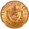 Image 2 : Cuba (struck at the Philadelphia Mint), gold 5 pesos, 1915 Jose Marti, NGC MS 62.