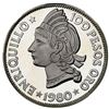 Image 1 : Dominican Republic, silver proof pattern 100 pesos (off-metal strike), 1980, Enriquillo, pillar doll