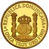 Image 2 : Dominican Republic, gilt copper proof piefort pattern 100 pesos (off-metal strike), 1980, Enriquillo