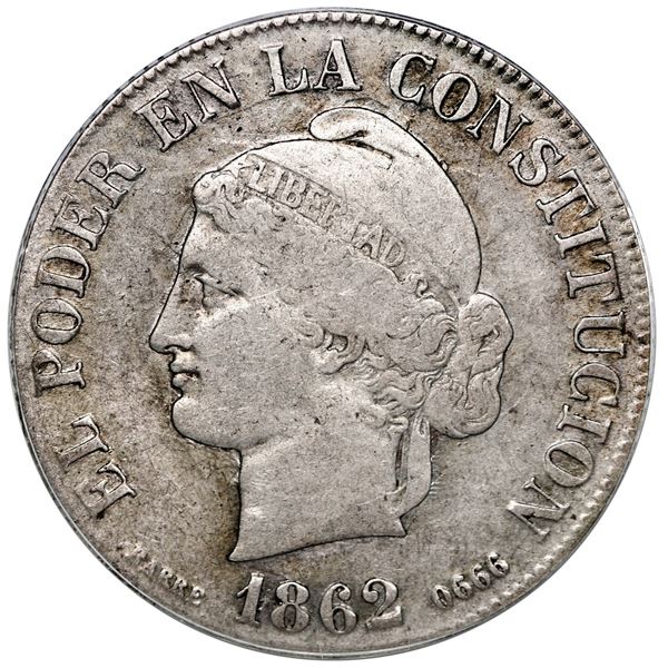 Quito, Ecuador, 4 reales, 1862, Barre bust, PCGS VF25 ("top pop").