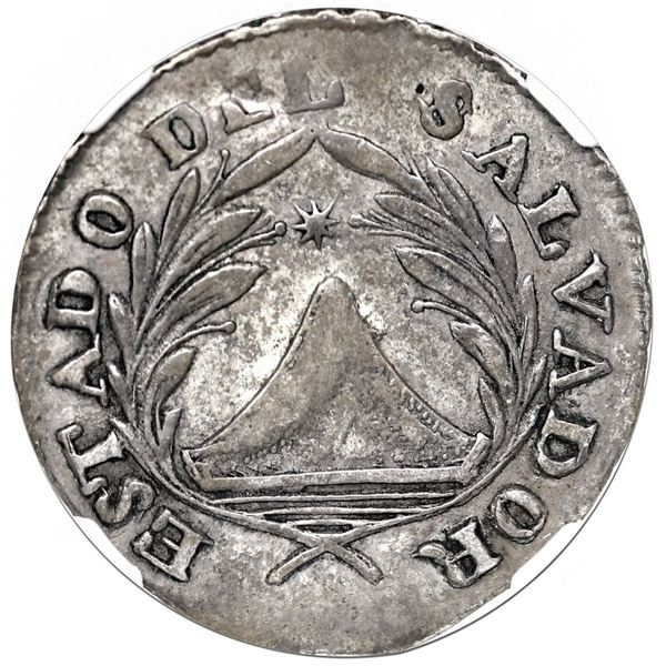 San Salvador, El Salvador, provisional 1 real, 1833, ESTADO DEL SALVADOR, rare, NGC XF 45 ("top po