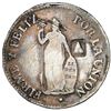Image 1 : El Salvador, 2 reales, 1839 volcano countermark (Type III) on a Lima, Peru, 2 reales, 1829 JM, rare,