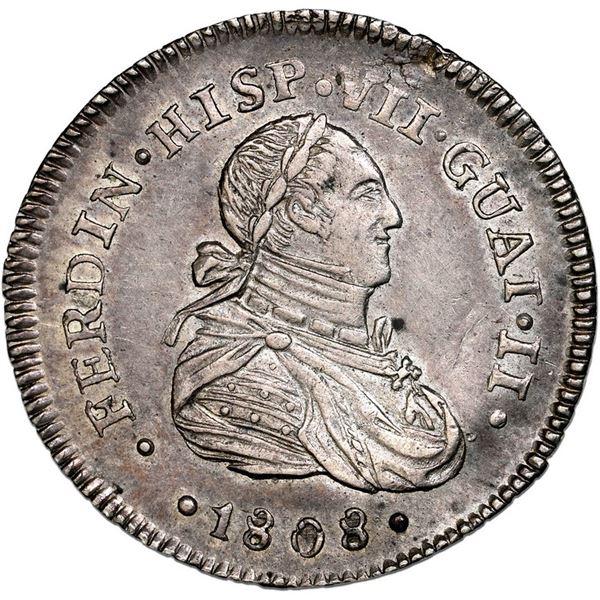 Guatemala, 1 real proclamation medal, Ferdinand VII, 1808, FERDIN variety, no PGA, NGC AU 58.