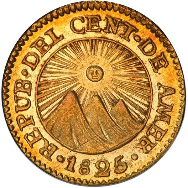 Guatemala (Central American Republic), gold 1/2 escudo, 1825 M, PCGS MS64.