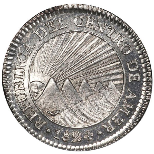 Guatemala (Central American Republic), 1 real, 1824 M, PCGS MS65, finest known in PCGS census.