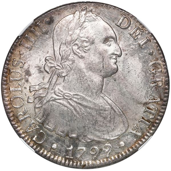 Mexico City, Mexico, bust 8 reales, Charles IV, 1799 FM, NGC MS 62.