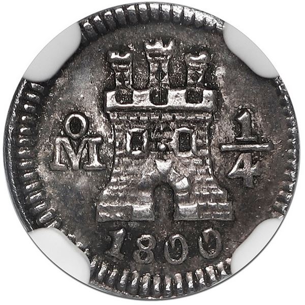 Mexico City, Mexico, 1/4 real, 1800, NGC MS 63.