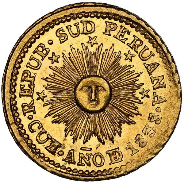 Cuzco, Peru (Republic of South Peru), gold 1/2 escudo, 1838 MS, very rare, NGC MS 63.