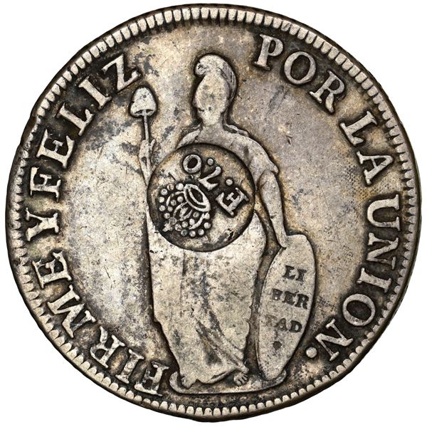 Philippines (under Spain), 8 reales, Ferdinand VII, crowned "F.7.o" countermark (Type V, 1832-4) on 