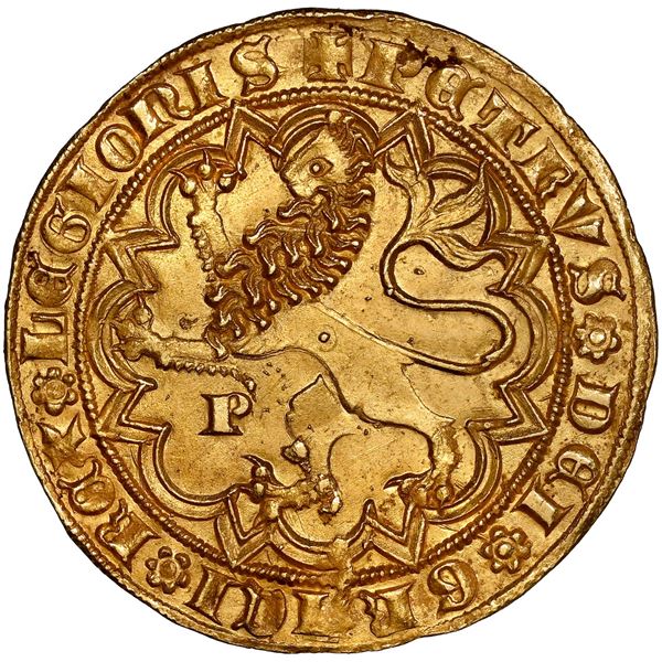 Seville, Spain (Castile and Leon), gold dobla of 35 maravedis, Pedro I ("the Cruel," 1350-1369), P b
