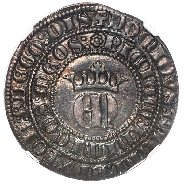 Seville, Spain (Castile and Leon), 1 real of 3 maravedis, Enrique II (1369-79), NGC AU 58.