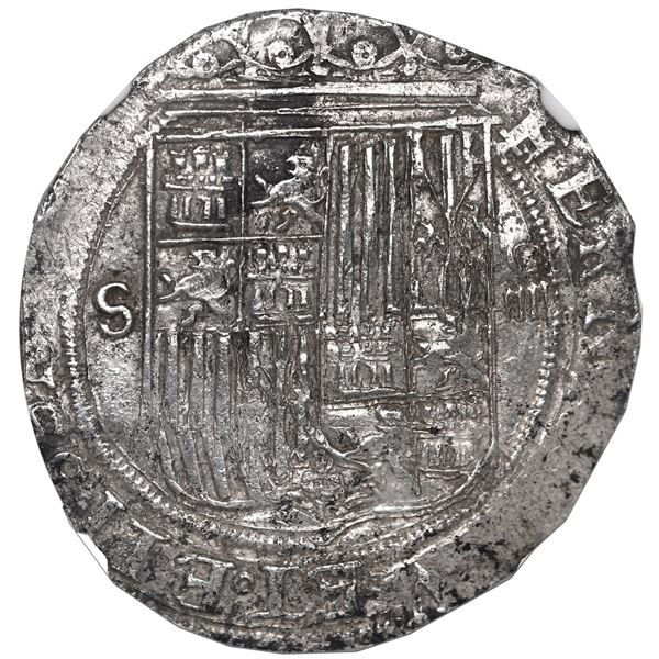 Seville, Spain, cob 4 reales, Ferdinand-Isabel, mintmark S to left, denomination o-IIII to right, as