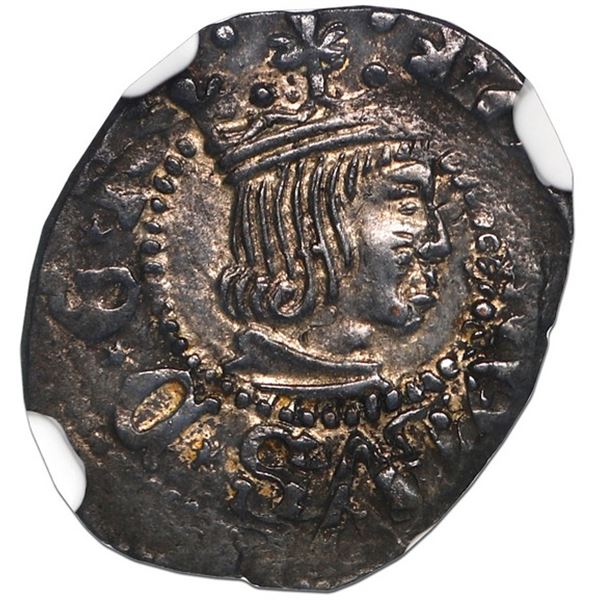 Gerona, Spain, billon dinero, Charles I (1516-56), right-facing bust, mintmark G above shield, NGC A
