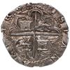 Image 2 : Seville, Spain, cob 4 reales, Philip II, fleur above shield, assayer Gothic D at four o'clock outsid