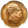 Image 1 : Madrid, Spain, gold 25 pesetas, Alfonso XII, 1879(79) EM-M, NGC MS 66.