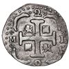 Image 2 : Caracas, Venezuela, "imitation cob" 2 reales, date "184" (early 1800s), NGC AU details / reverse scr
