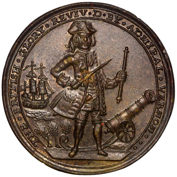 Great Britain, medium-sized copper alloy Admiral Vernon medal, (ca. 1739), Vernon / Satan, Walpole