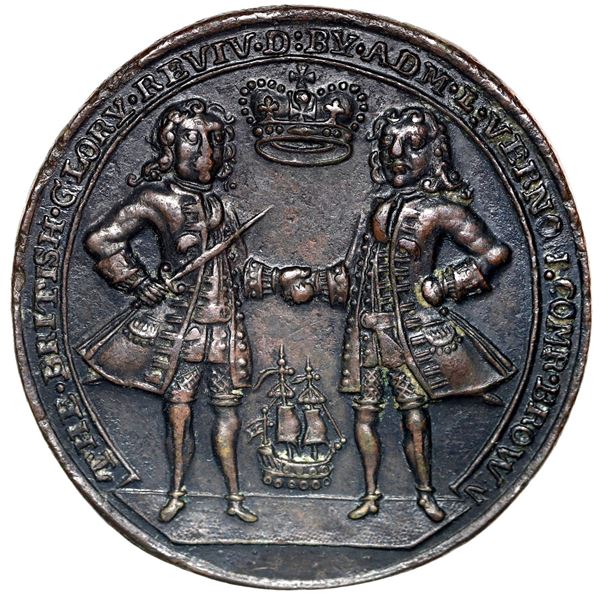 Great Britain, copper alloy Admiral Vernon medal, (ca. 1739), Vernon and Brown / Satan and Walpole, 