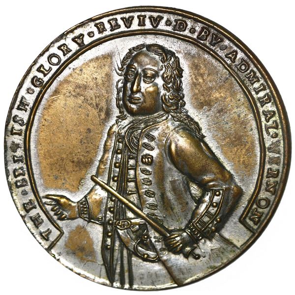 Great Britain, tin-plated copper alloy Admiral Vernon medal, 1739, Vernon / Porto Bello, ex-Adams, e