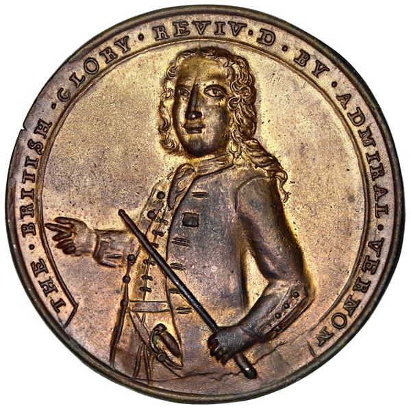 Great Britain, copper alloy Admiral Vernon medal, 1739, Vernon / Porto Bello, ex-Adams (plate), ex-C