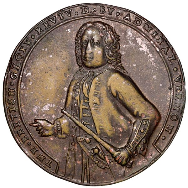 Great Britain, copper alloy Admiral Vernon medal, 1739, Vernon / Porto Bello, ex-Adams, ex-Craige.