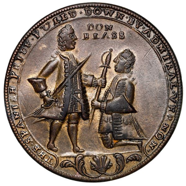 Great Britain, copper alloy Admiral Vernon medal, 1739, Vernon and Lezo / Porto Bello, ex-Adams (pla
