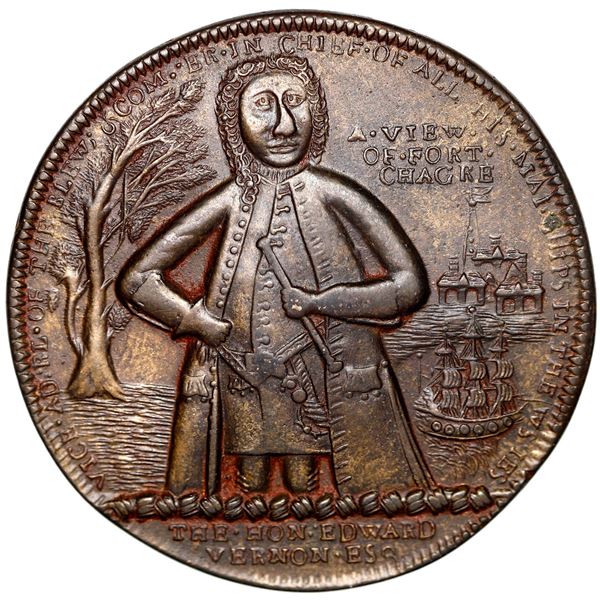 Great Britain, copper alloy Admiral Vernon medal, 1739, Vernon and Fort Chagre / Porto Bello, ex-Ada