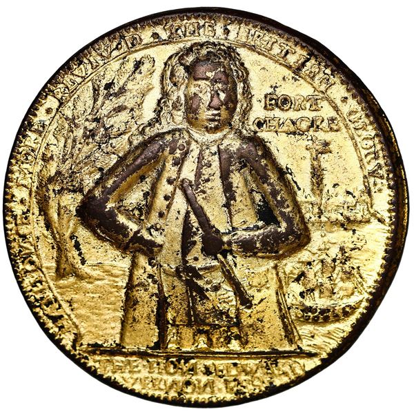 Great Britain, gilt copper alloy Admiral Vernon medal, 1739, Vernon and Fort Chagre / Porto Bello, e