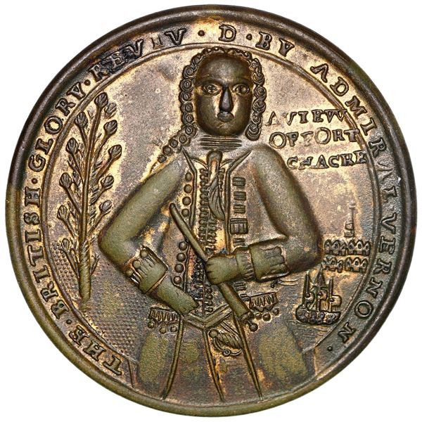 Great Britain, copper alloy Admiral Vernon medal, 1739, Vernon and Fort Chagre / Porto Bello, ex-Ada