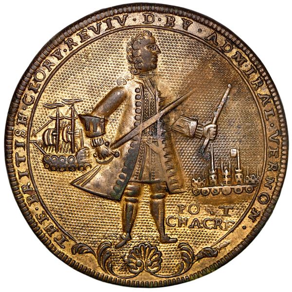 Great Britain, copper alloy Admiral Vernon medal, 1739, Vernon and Fort Chagre / Porto Bello, ex-Ada