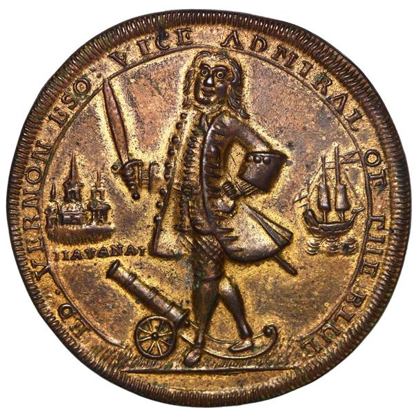 Great Britain, copper alloy Admiral Vernon medal, 1741, Vernon and Havana / Porto Bello, ex-Adams.