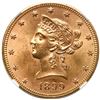 Image 1 : USA (Philadelphia mint), gold $10 Coronet Liberty eagle, 1899, NGC MS 64, with green CAC sticker.