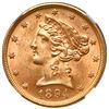 Image 1 : USA (Philadelphia mint), gold $5 Coronet Liberty half eagle, 1894, NGC MS 64.