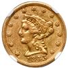 Image 1 : USA (Philadelphia mint), gold $2-1/2 Coronet Liberty quarter eagle, 1843, NGC XF 40.