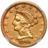Image 1 : USA (San Francisco mint), gold $2-1/2 Coronet Liberty quarter eagle, 1860-S, NGC VF details / cleane